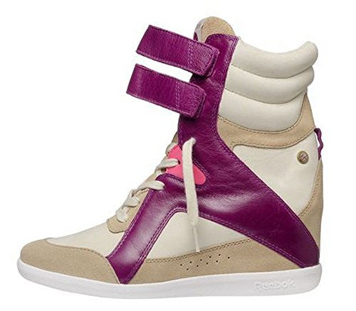 Reebok Women's AK Alicia Keys Mid Fashion Wedge Sneaker in Paperwhite Canvas Pink