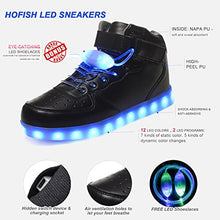 HOFISH Unisex LED High Top Light Up Shoes for Mens Womens Girls Boys Flashing Sneakers with 11 Lighting Patterns With Free LED shoeslace