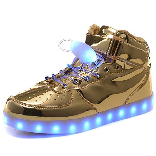 HOFISH Unisex LED High Top Light Up Shoes for Mens Womens Girls Boys Flashing Sneakers with 11 Lighting Patterns With Free LED shoeslace